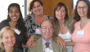 Nikitha with Douglas Engelbart, inventor of the computer mouse